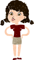 cartoon pretty girl with hands on hips png