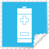 square peeling sticker cartoon of a electrical battery png