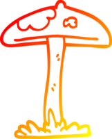 caldo pendenza linea disegno di un' cartone animato fungo png
