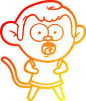 warm gradient line drawing of a cartoon shocked monkey png