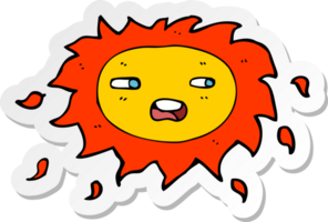 autocollant d'un soleil triste de dessin animé png