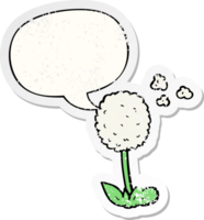 cartoon flower with speech bubble distressed distressed old sticker png