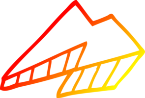 warm Gradient Linie Zeichnung von ein Karikatur Blitz Bolzen png