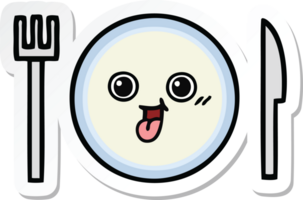 sticker of a cute cartoon dinner plate png