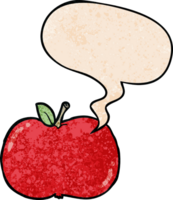 dessin animé Pomme avec discours bulle dans rétro texture style png