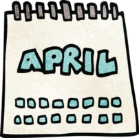 cartoon doodle calendar showing month of april png