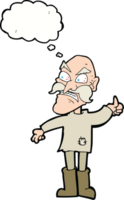 cartoon angry old man in patched clothing with speech bubble png