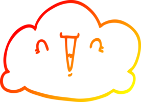 warm gradient line drawing of a cartoon cloud png