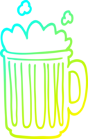 cold gradient line drawing of a cartoon tankard of beer png