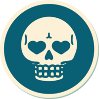 pegatina de tatuaje al estilo tradicional de una calavera png