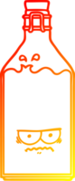warm gradient line drawing of a cartoon old bottle png