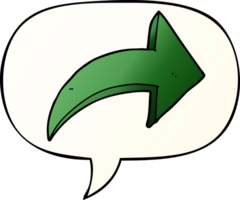 cartoon pointing arrow with speech bubble in smooth gradient style png