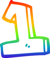 rainbow gradient line drawing of a cartoon number 1 png