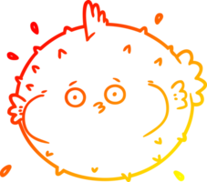 warm gradient line drawing of a cartoon puffer fish png