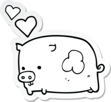 sticker of a cartoon pig in love png
