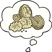 dibujos animados nueces con pensamiento burbuja png