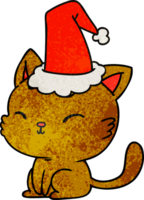 mano disegnato Natale strutturato cartone animato di kawaii gatto png