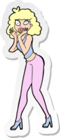 sticker of a cartoon surprised woman png