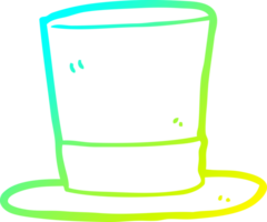 cold gradient line drawing of a cartoon top hat png