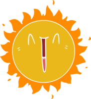 happy flat color style cartoon sun png