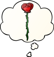 cartoon flower with thought bubble in smooth gradient style png