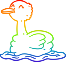 rainbow gradient line drawing of a swimming duck png