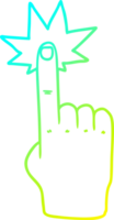 cold gradient line drawing of a cartoon pointing hand png