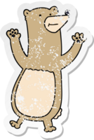 distressed sticker of a quirky hand drawn cartoon bear png