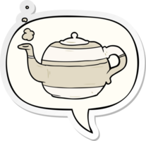 dessin animé thé pot avec discours bulle autocollant png