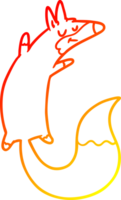 warm gradient line drawing of a cartoon jumping fox png