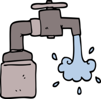 hand gezeichneter gekritzelart-karikatur laufender wasserhahn png