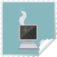 gebroken computer grafisch plein sticker postzegel png