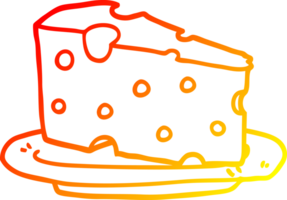 calentar degradado línea dibujo de un dibujos animados queso en plato png