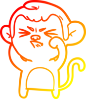 warm gradient line drawing of a cartoon angry monkey png