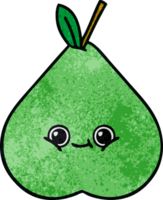 retro grunge texture cartoon of a green pear png