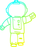 cold gradient line drawing of a cartoon walking astronaut png