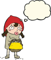 little red riding hood cartoon with thought bubble png