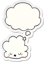 leuke cartoonwolk en gedachtebel als gedrukte sticker png