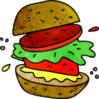 quirky hand drawn cartoon veggie burger png