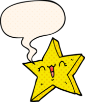 cute cartoon star and speech bubble in comic book style png