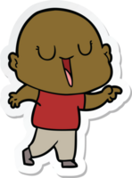 sticker of a happy cartoon bald man png