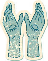 distressed sticker tattoo style icon of mystic hands png