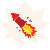 cartoon firework and speech bubble in retro style png