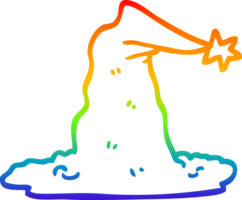 rainbow gradient line drawing cartoon wizard hat png