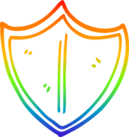 rainbow gradient line drawing cartoon old shield png