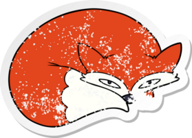 distressed sticker of a cartoon curled up fox png