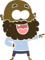 homme heureux fou de dessin animé de style plat couleur avec barbe png