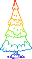 Regenbogen-Gradientenlinie, die schneebedeckten Weihnachtsbaum zeichnet png