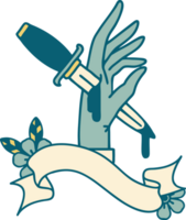 tattoo with banner of a dagger in the hand png