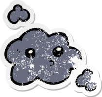 beunruhigter Aufkleber einer niedlichen Cartoonwolke png